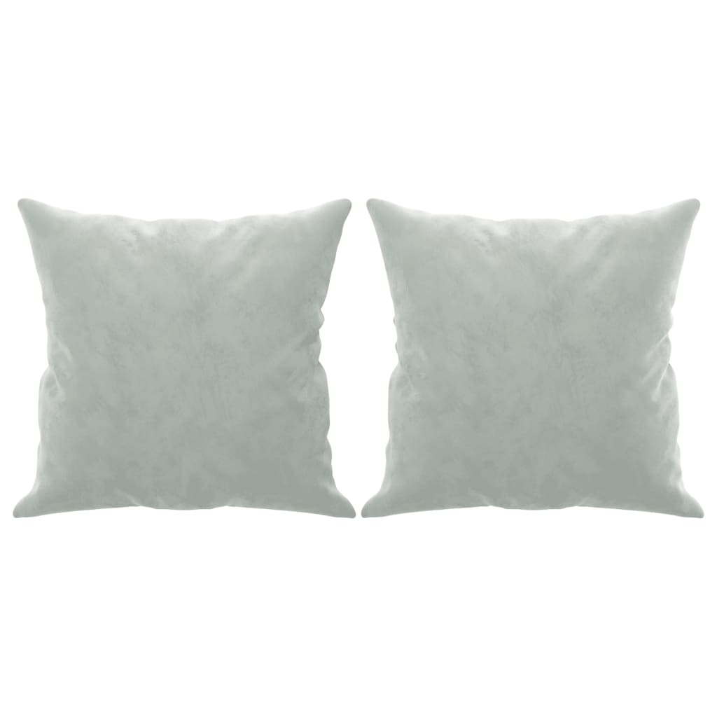 Canapé 2 places avec oreillers gris clair 140 cm velours - XIOS