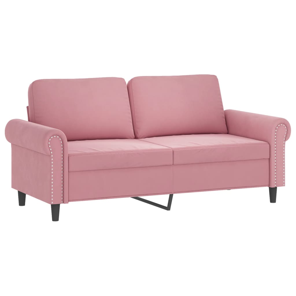 Canapé 2 places avec oreillers décoratifs rose 140 cm velours - XIOS