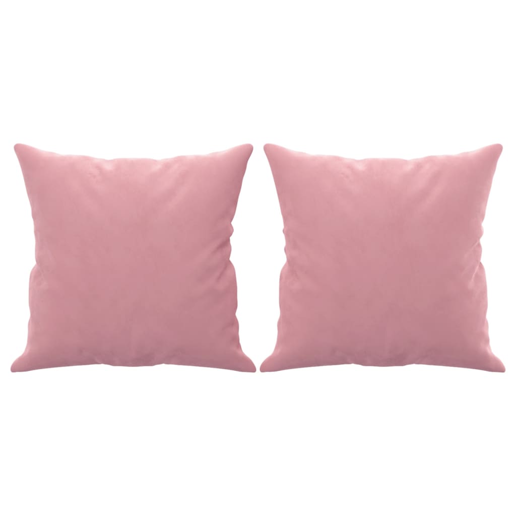 Canapé 2 places avec oreillers décoratifs rose 140 cm velours - XIOS