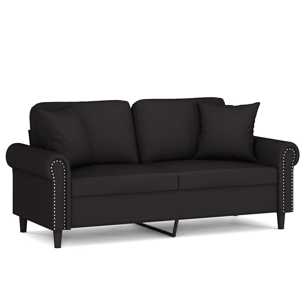 Canapé 2 places avec oreillers décoratifs noir 140 cm velours - XIOS