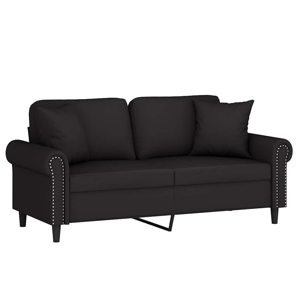Canapé 2 places avec oreillers décoratifs noir 140 cm velours - XIOS