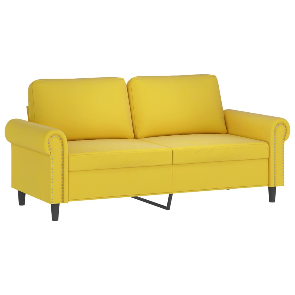 Canapé 2 places avec oreillers décoratifs jaune 140 cm velours - XIOS
