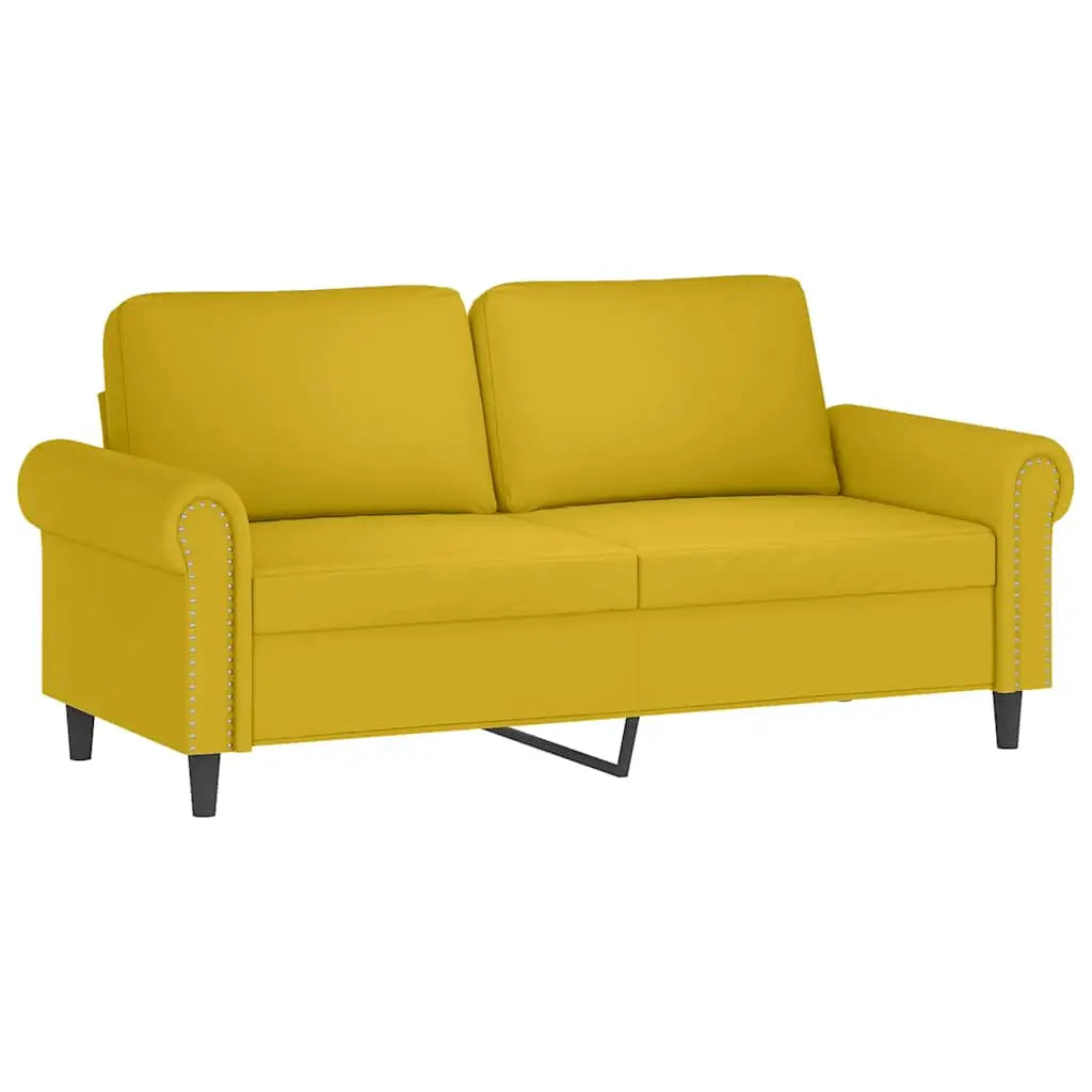 Canapé 2 places avec oreillers décoratifs jaune 140 cm velours - XIOS