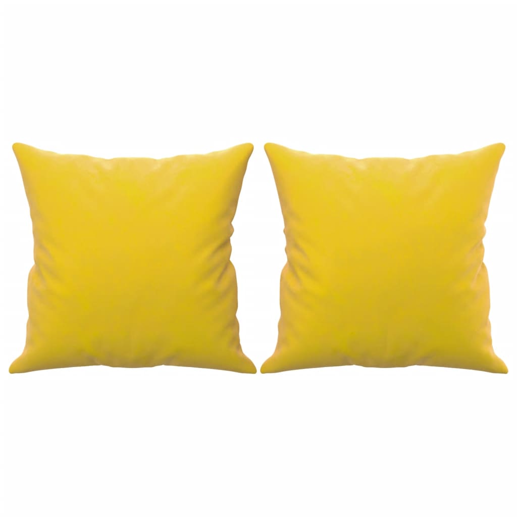 Canapé 2 places avec oreillers décoratifs jaune 140 cm velours - XIOS