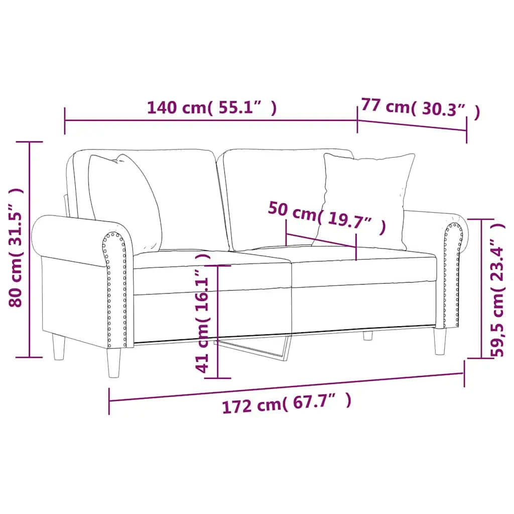 Canapé 2 places avec oreillers décoratifs jaune 140 cm velours - XIOS