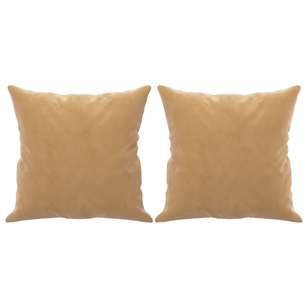 Canapé 2 places avec oreillers décoratifs brun 140 cm velours - XIOS