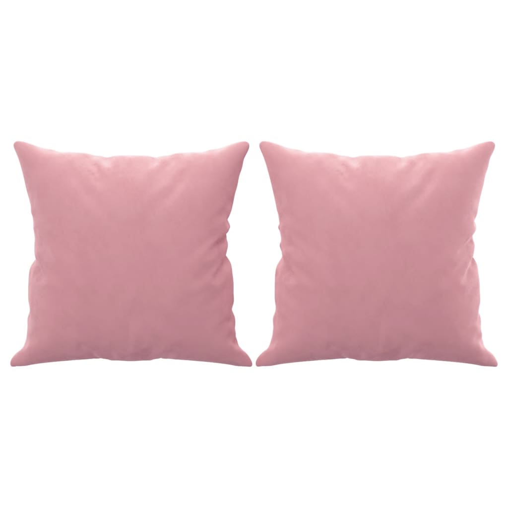 Canapé 3 places avec oreillers décoratifs rose 180 cm velours - XIOS