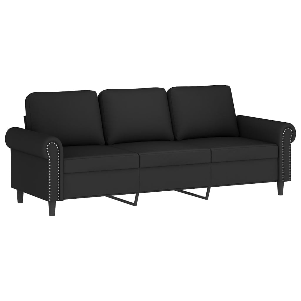 Canapé 3 places avec oreillers décoratifs noir 180 cm velours - XIOS