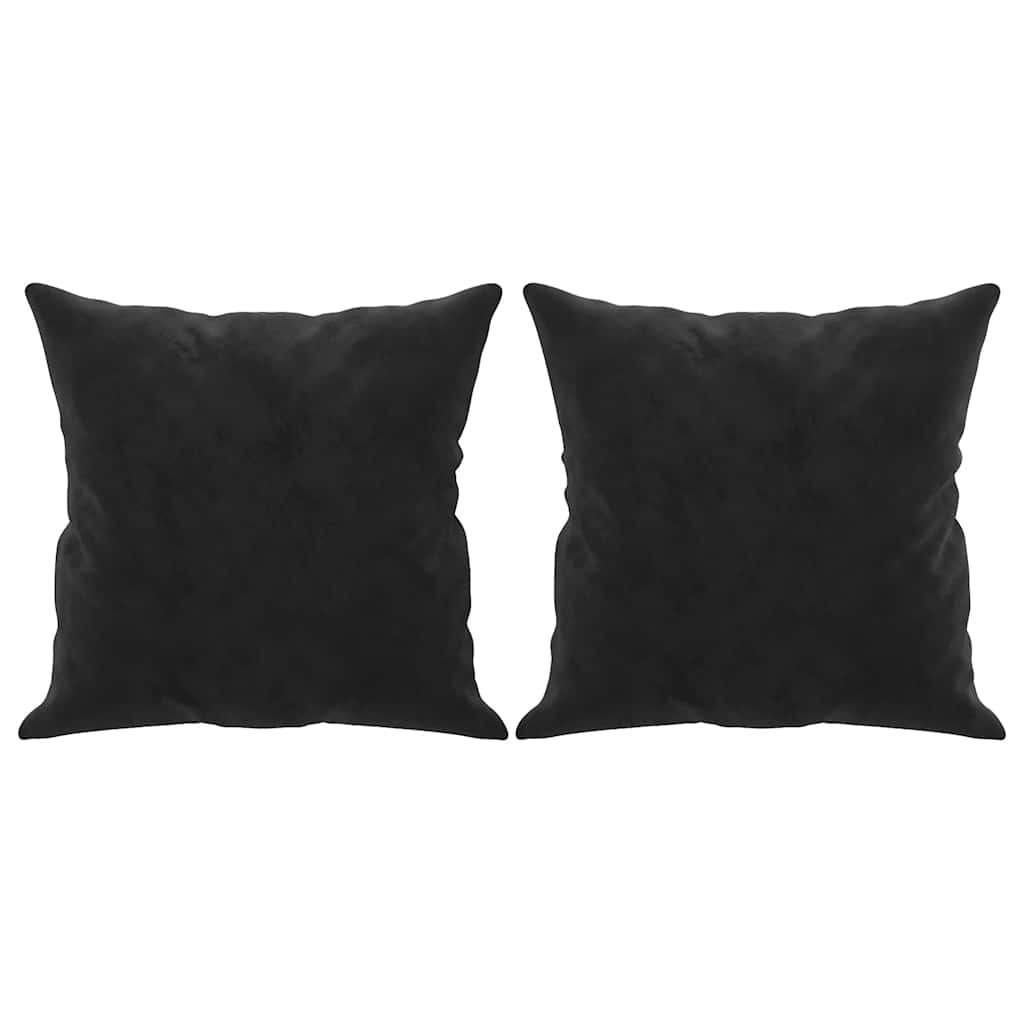 Canapé 3 places avec oreillers décoratifs noir 180 cm velours - XIOS