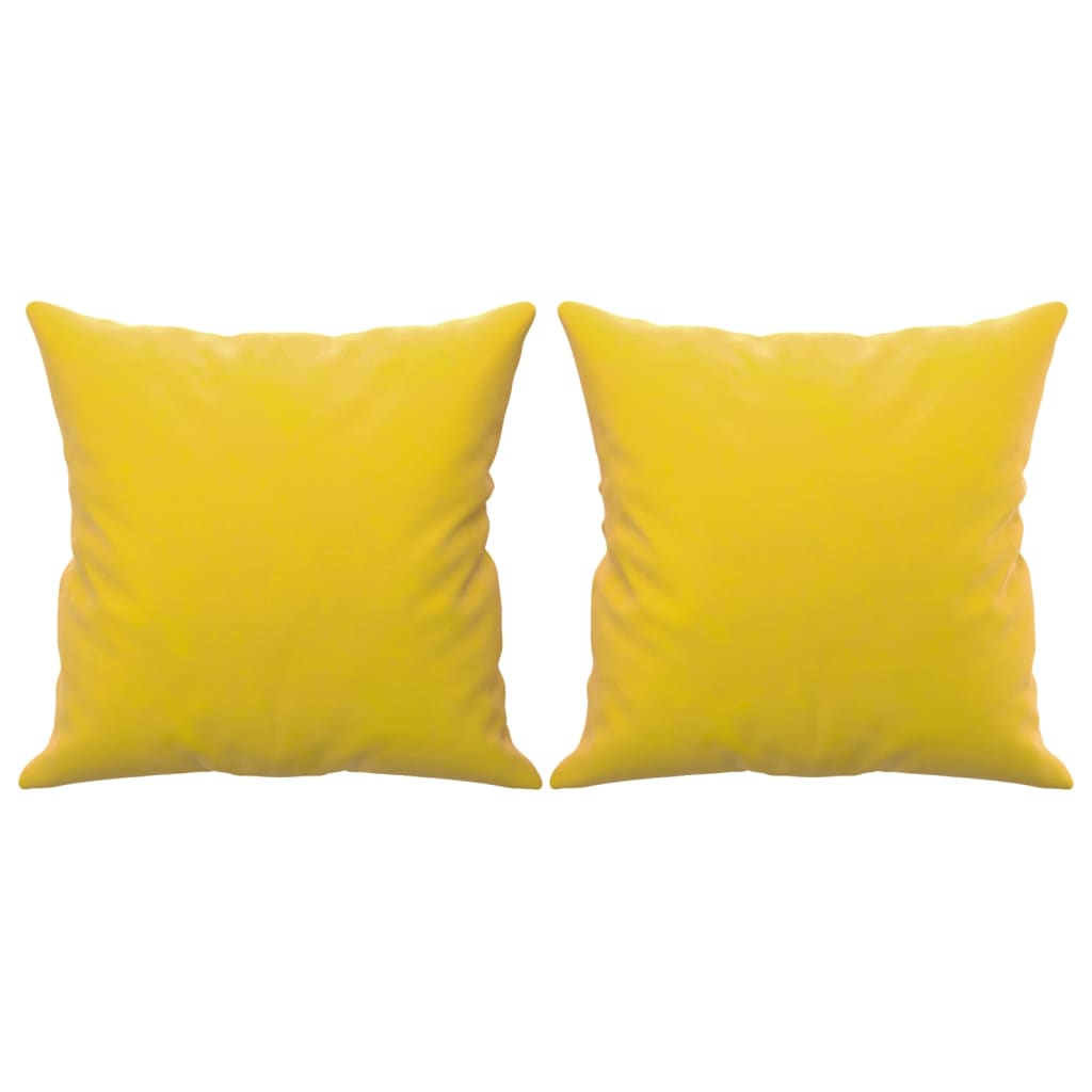 Canapé 3 places avec oreillers décoratifs jaune 180 cm velours - XIOS