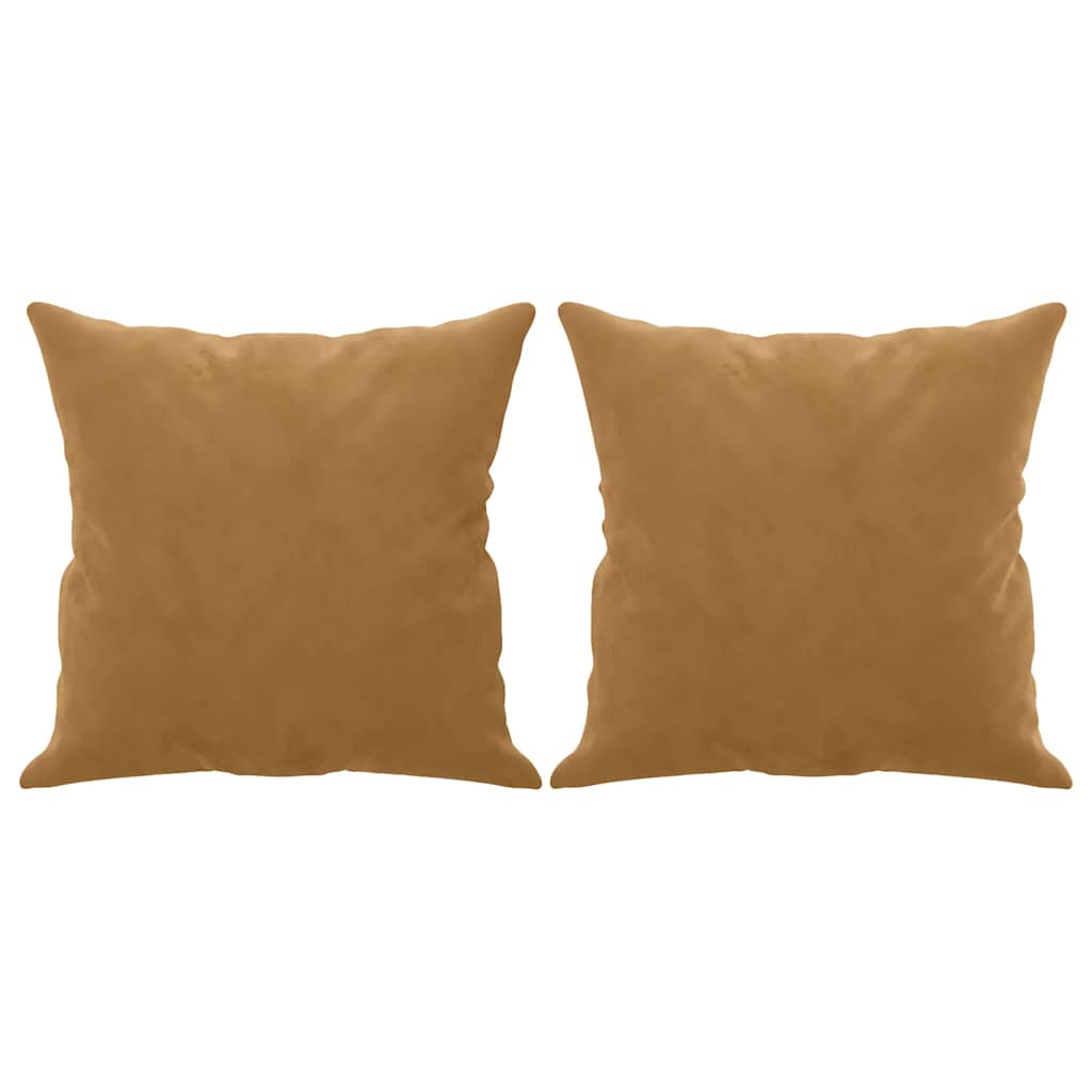 Canapé 3 places avec oreillers décoratifs marron 180 cm velours