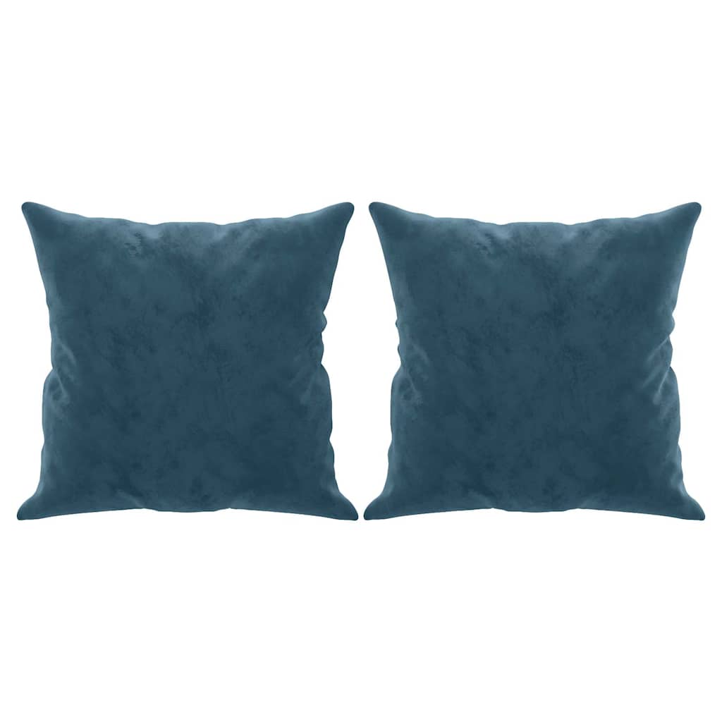 Canapé 3 places avec oreillers décoratifs bleu 180 cm velours