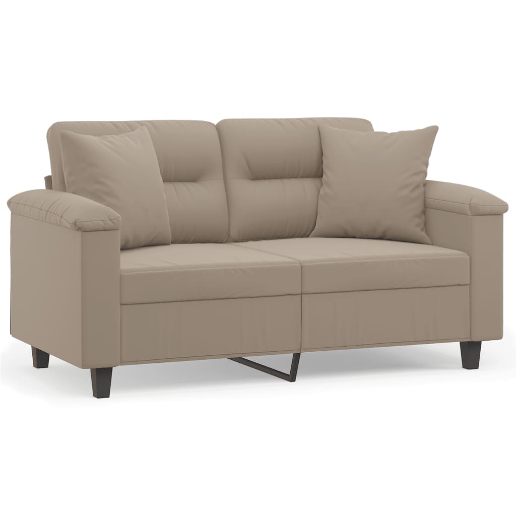 Canapé 2 places avec oreillers taupe 120 cm tissu microfibre - XIOS
