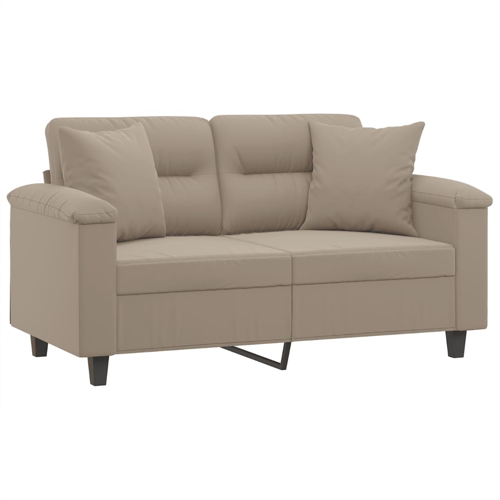 Canapé 2 places avec oreillers taupe 120 cm tissu microfibre - XIOS
