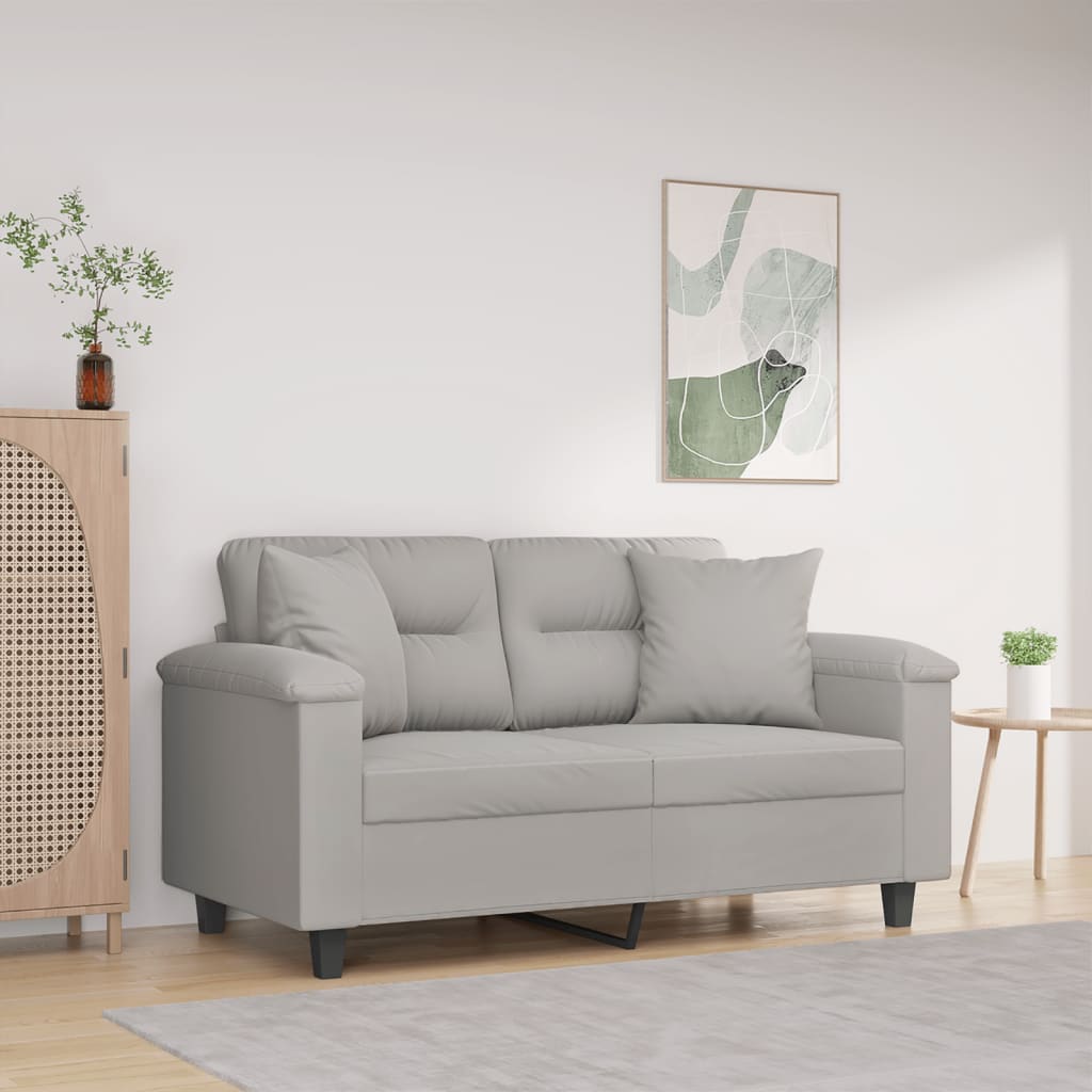 Canapé 2 places avec oreillers gris clair 120 cm - XIOS