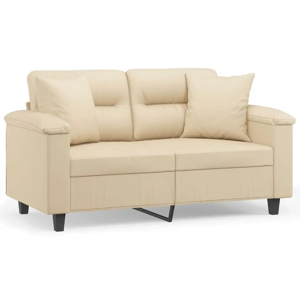 Canapé 2 places avec oreillers crème 120 cm tissu microfibre - XIOS