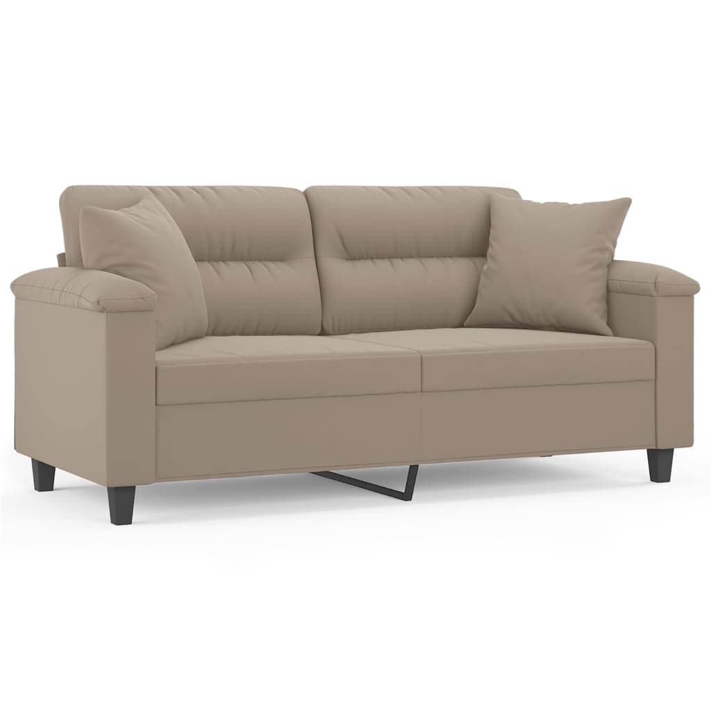 Canapé 2 places avec oreillers taupe 140 cm tissu microfibre - XIOS