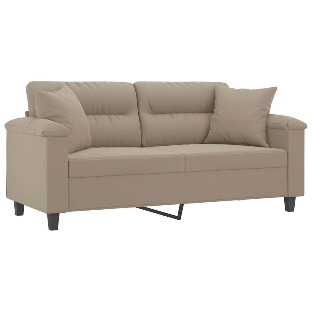 Canapé 2 places avec oreillers taupe 140 cm tissu microfibre - XIOS