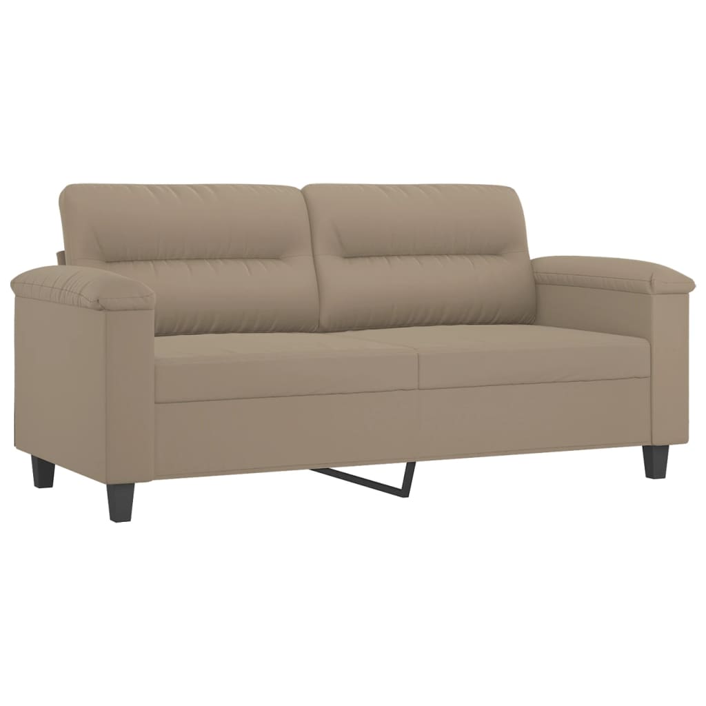 Canapé 2 places avec oreillers taupe 140 cm tissu microfibre - XIOS