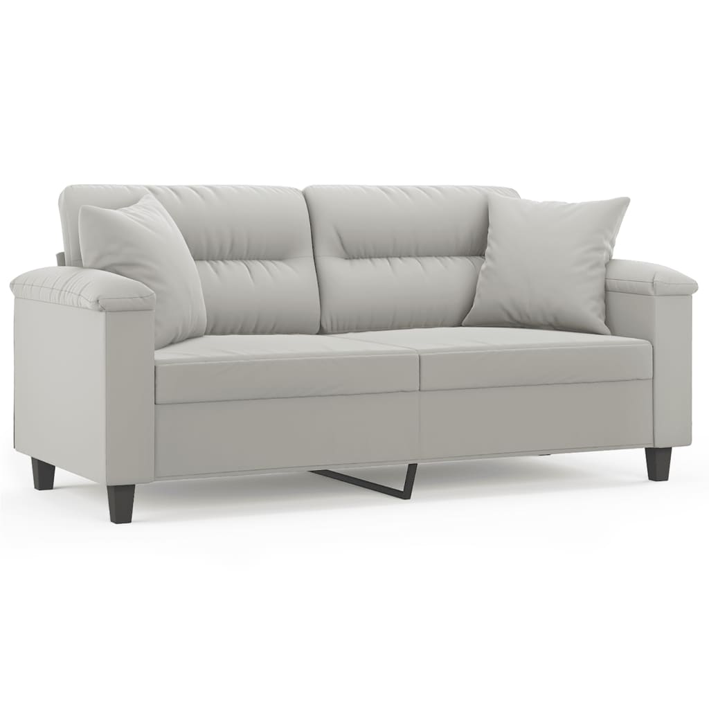 Canapé 2 places avec oreillers gris clair 140 cm - XIOS