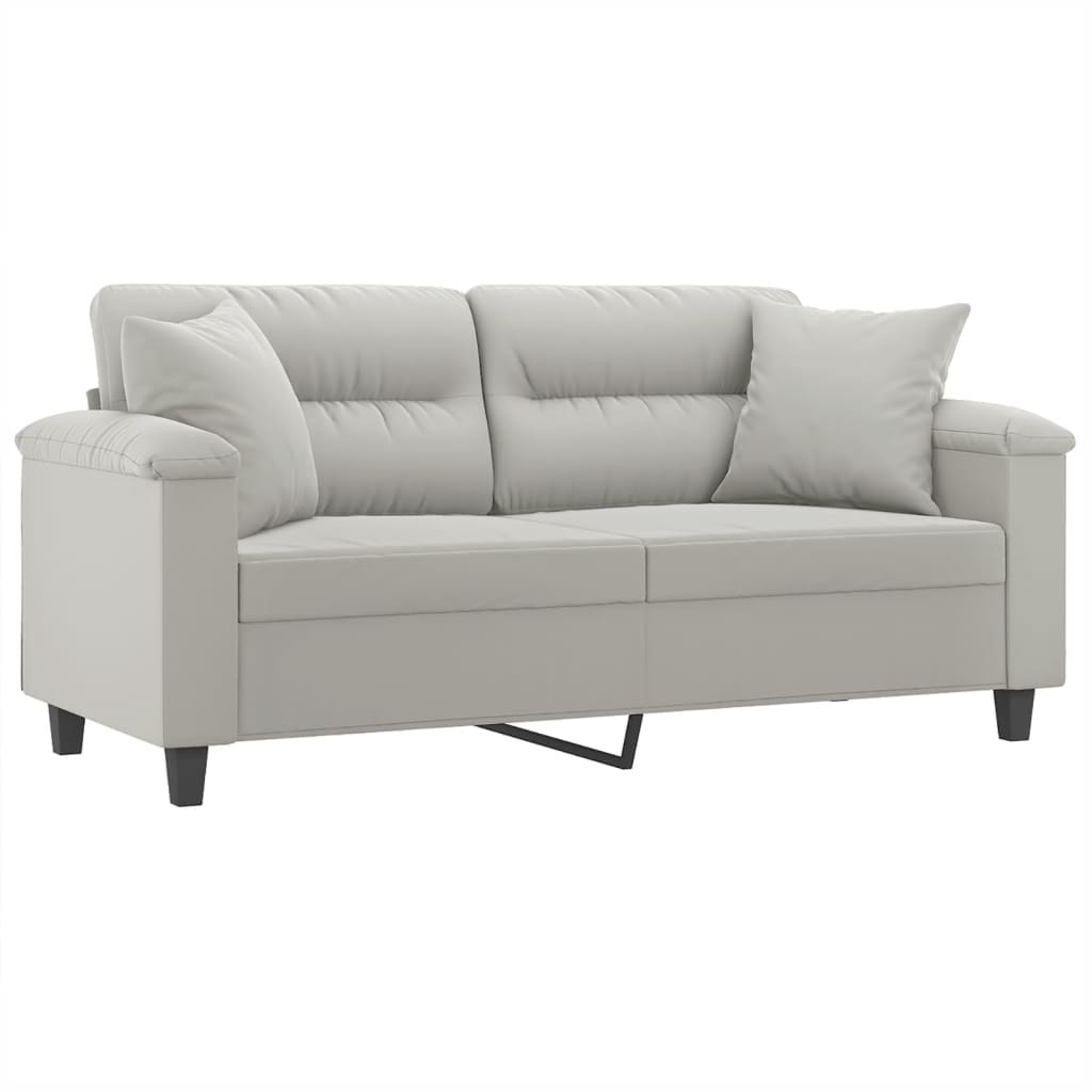 Canapé 2 places avec oreillers gris clair 140 cm - XIOS