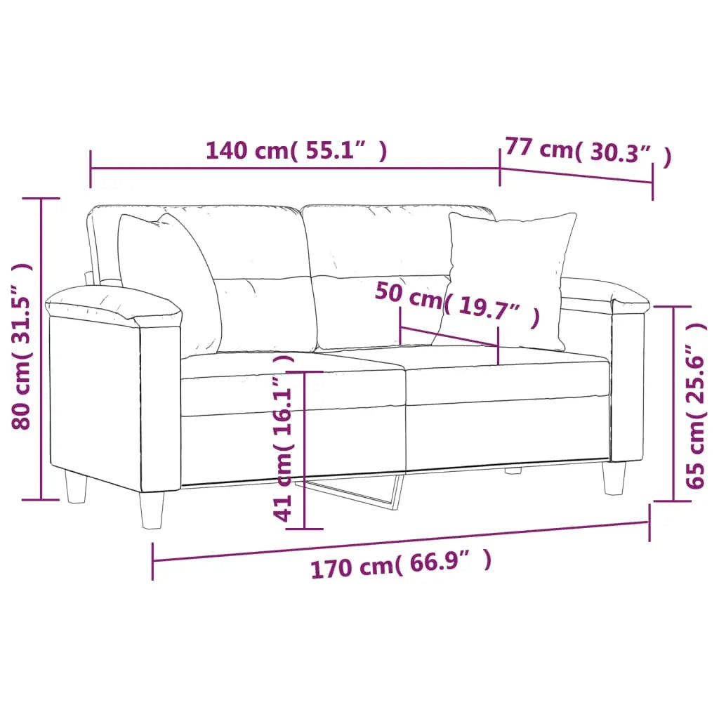 Canapé 2 places avec oreillers gris clair 140 cm - XIOS