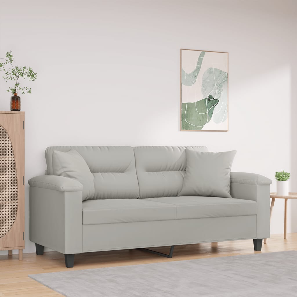 Canapé 2 places avec oreillers gris clair 140 cm - XIOS
