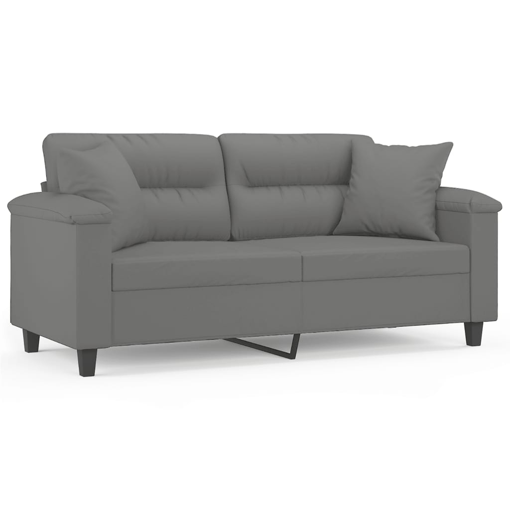 Canapé 2 places avec oreillers gris foncé 140 cm - XIOS