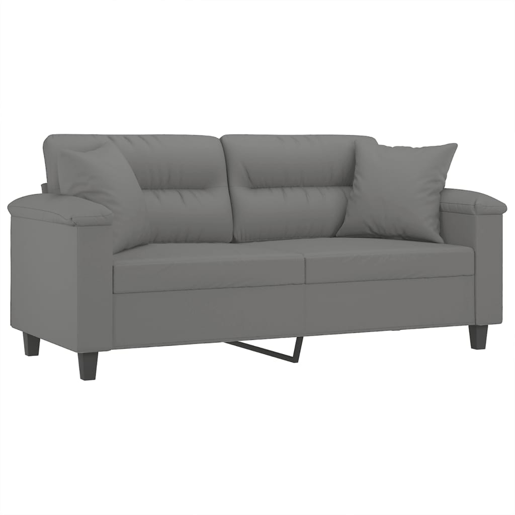 Canapé 2 places avec oreillers gris foncé 140 cm - XIOS