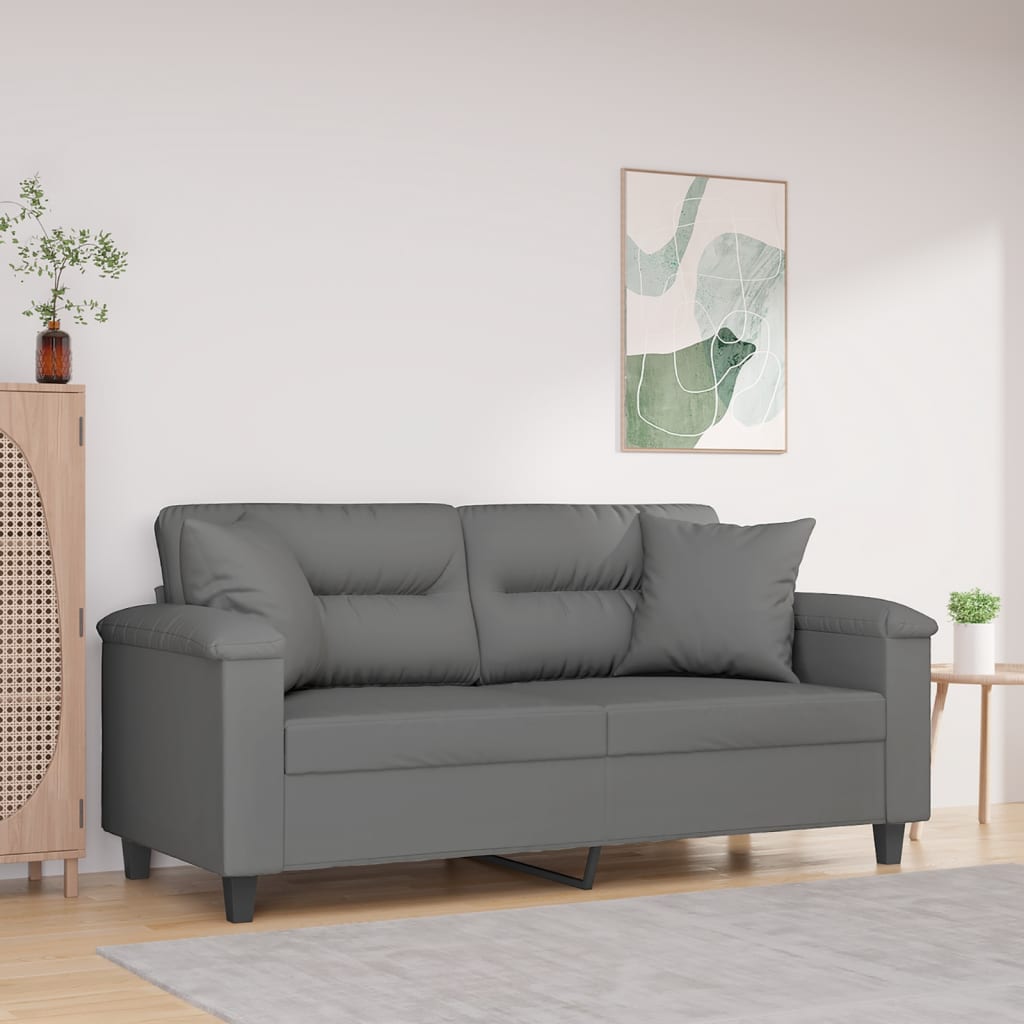 Canapé 2 places avec oreillers gris foncé 140 cm - XIOS
