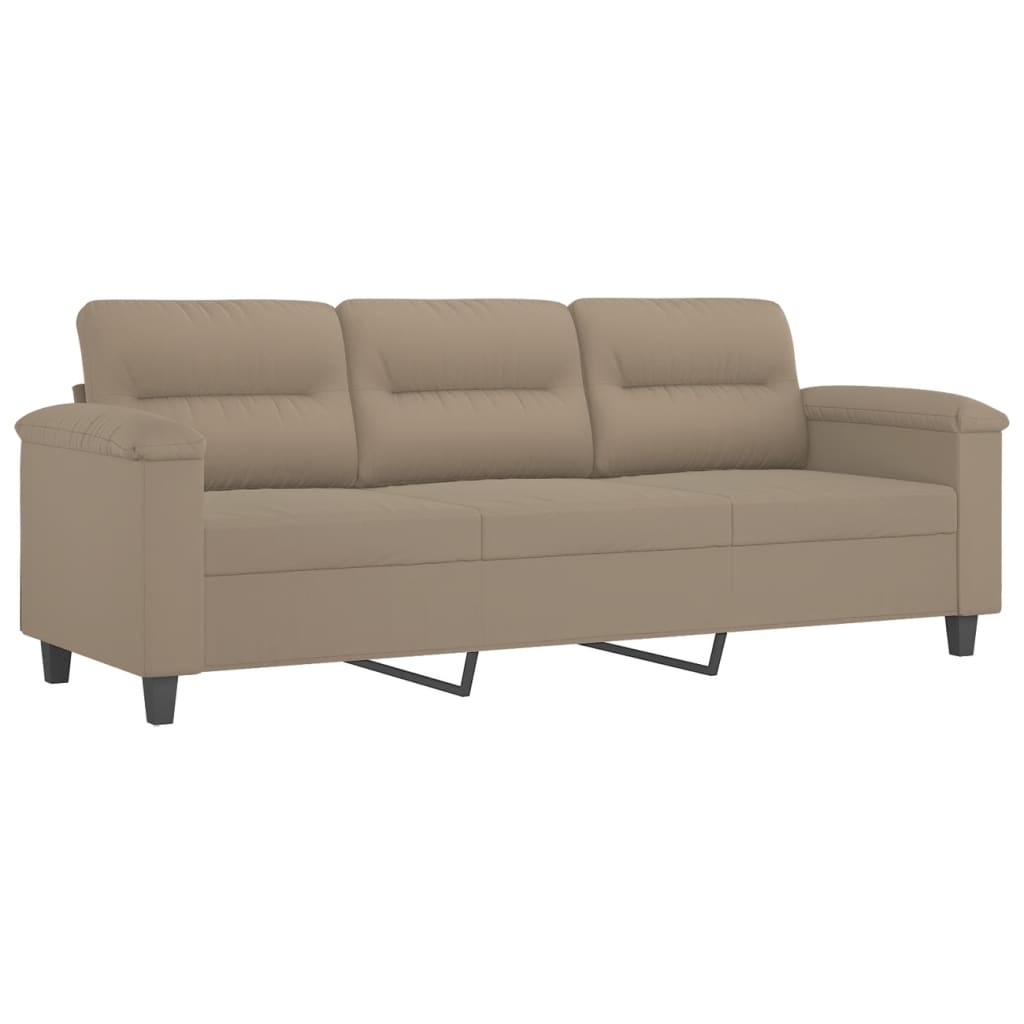 Canapé 3 places avec oreillers taupe 180 cm tissu microfibre - XIOS