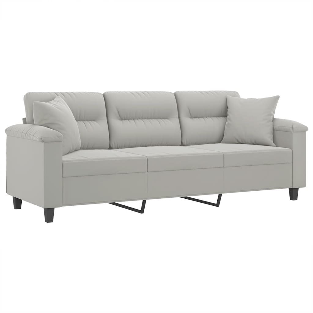 Canapé 3 places avec oreillers gris clair 180 cm - XIOS