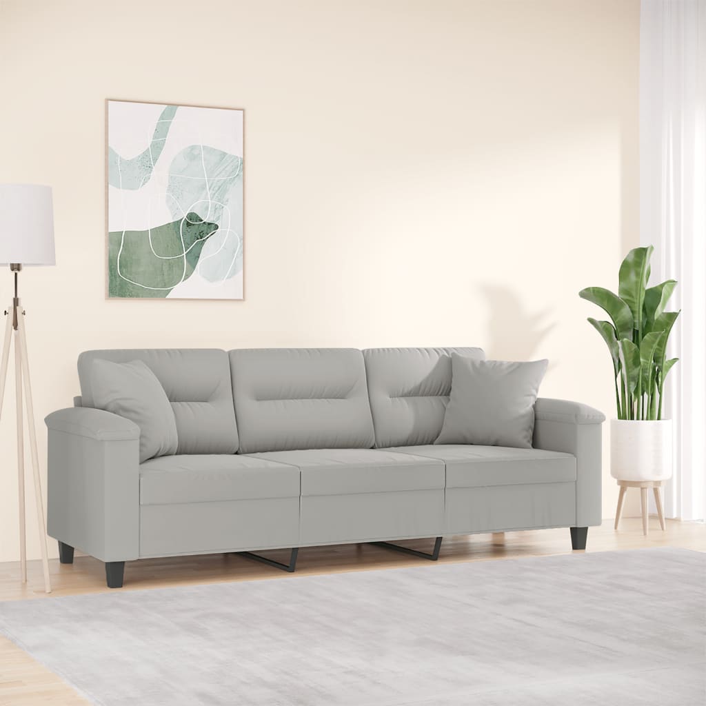 Canapé 3 places avec oreillers gris clair 180 cm - XIOS