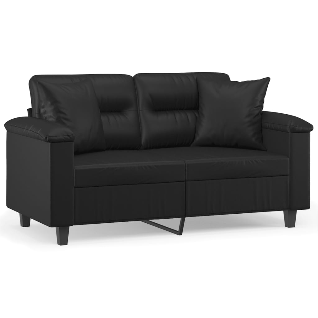 Canapé 2 places avec oreillers décoratifs noir 120cm similicuir - XIOS