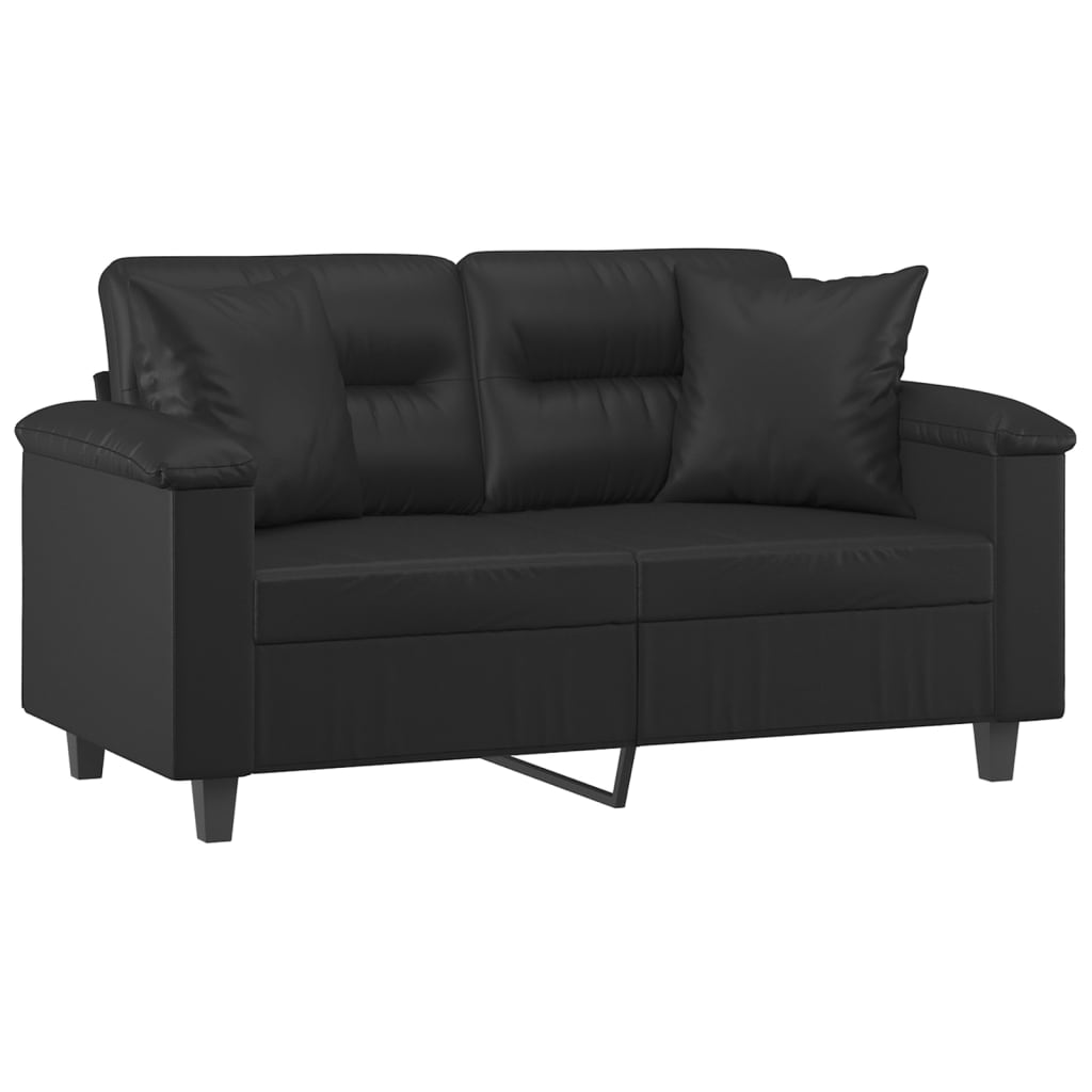 Canapé 2 places avec oreillers décoratifs noir 120cm similicuir - XIOS