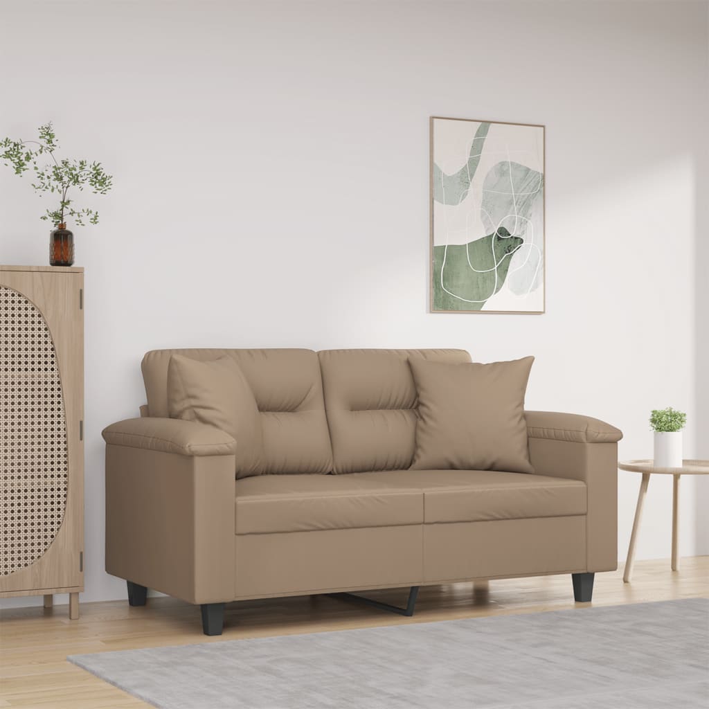Canapé 2 places avec oreillers cappuccino 120 cm similicuir - XIOS