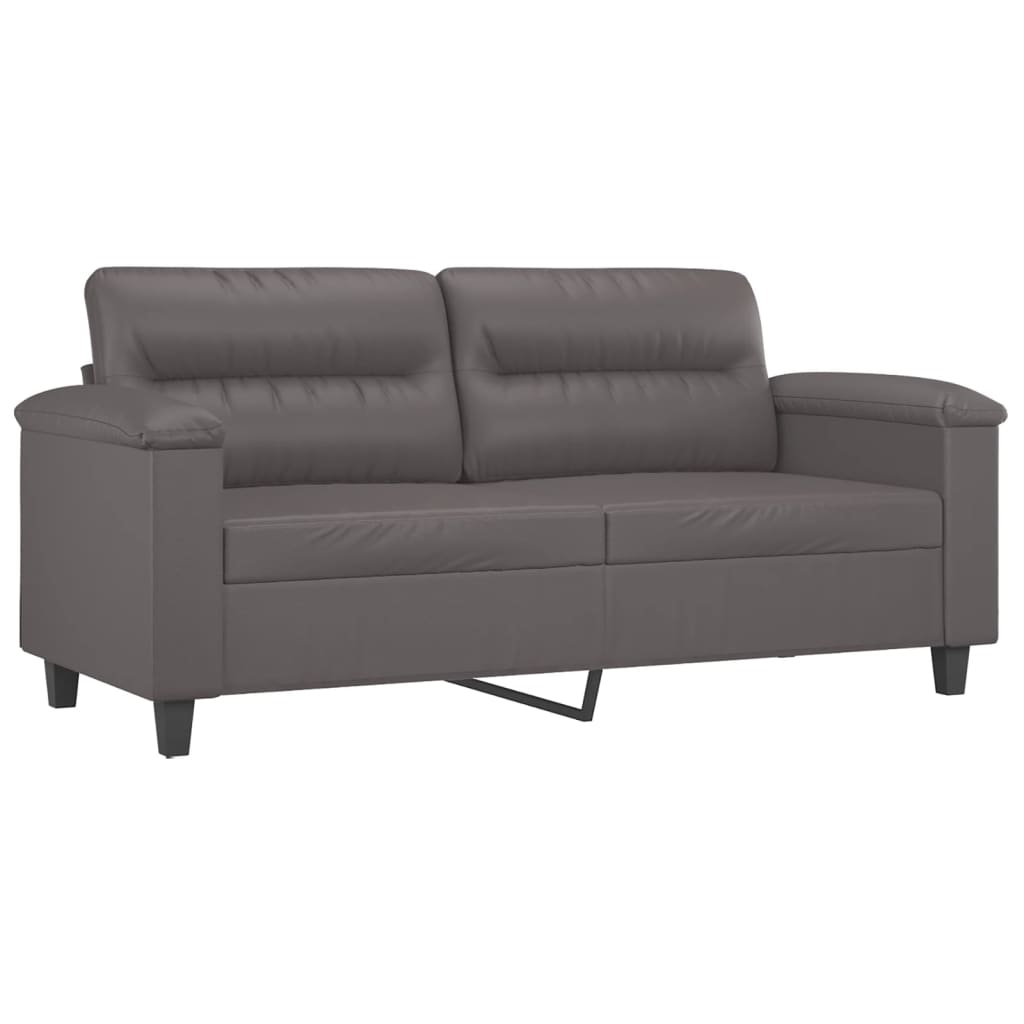 Canapé 2 places avec oreillers décoratifs gris 140cm similicuir - XIOS