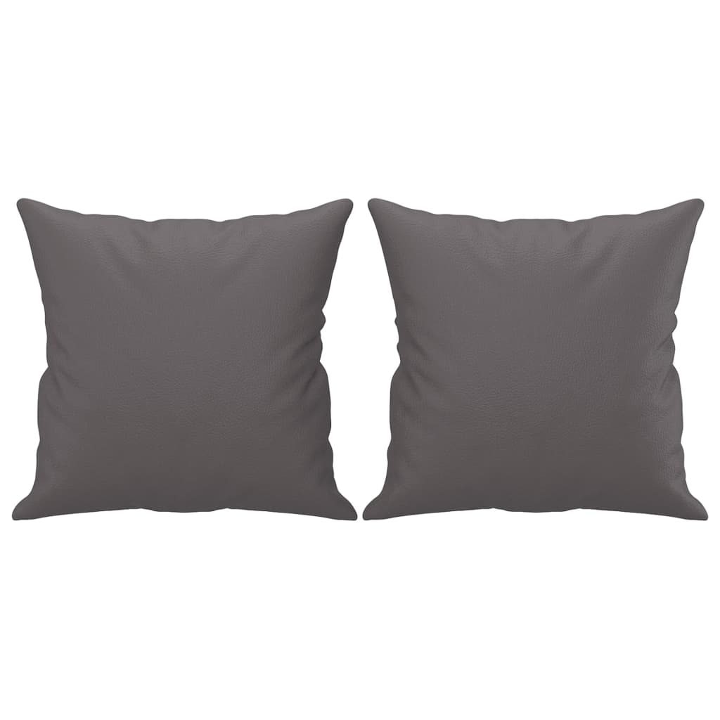 Canapé 2 places avec oreillers décoratifs gris 140cm similicuir - XIOS