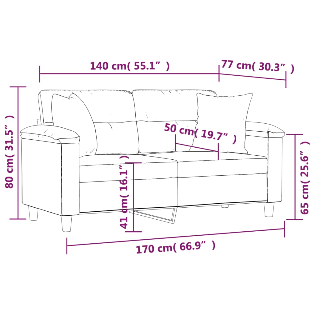 Canapé 2 places avec oreillers décoratifs gris 140cm similicuir - XIOS