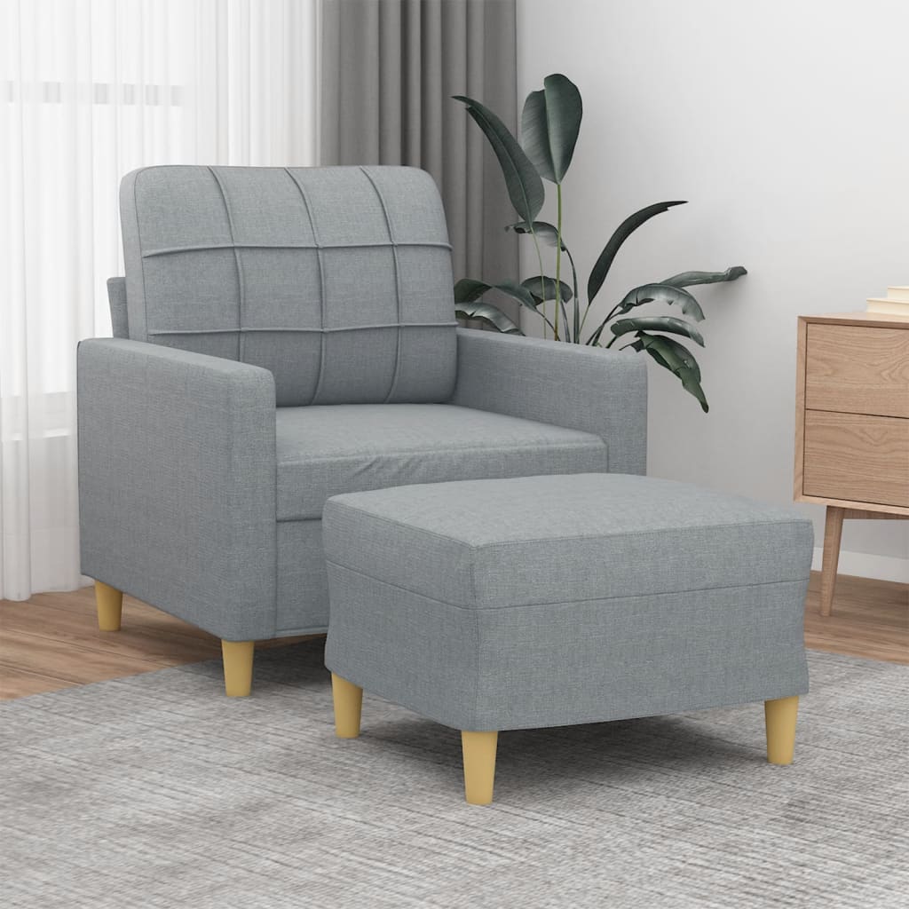 Fauteuil avec repose-pied Gris clair 60 cm Tissu - XIOS