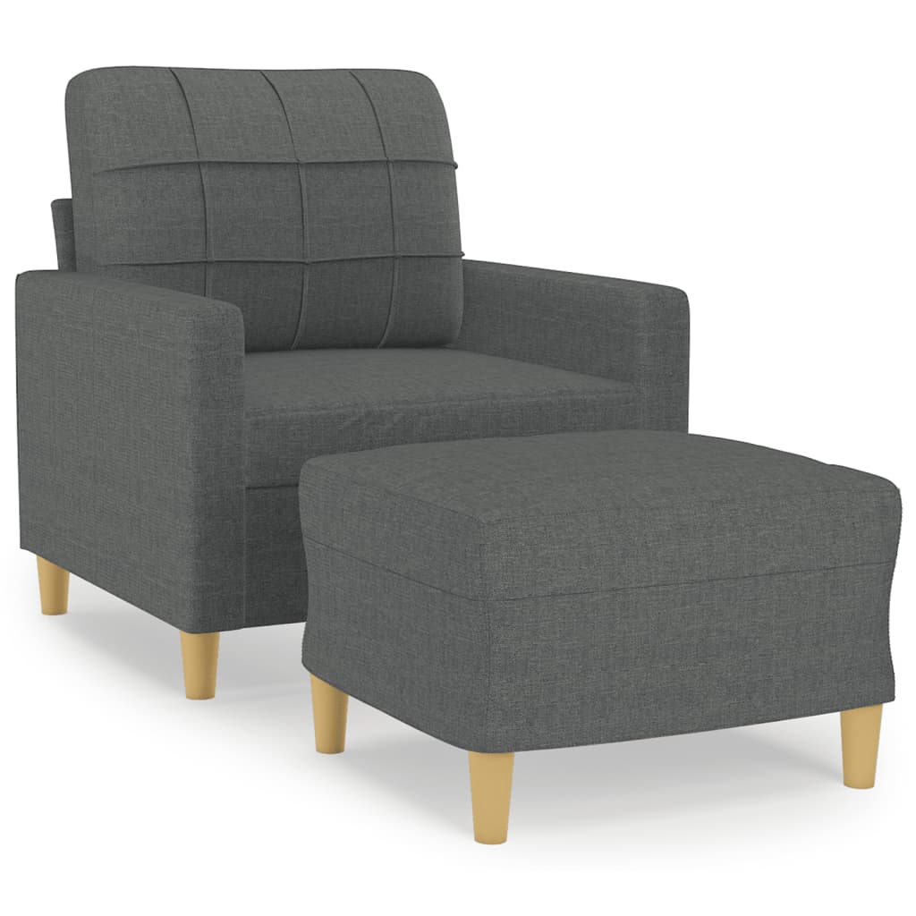 Fauteuil avec repose-pied Gris foncé 60 cm Tissu - XIOS