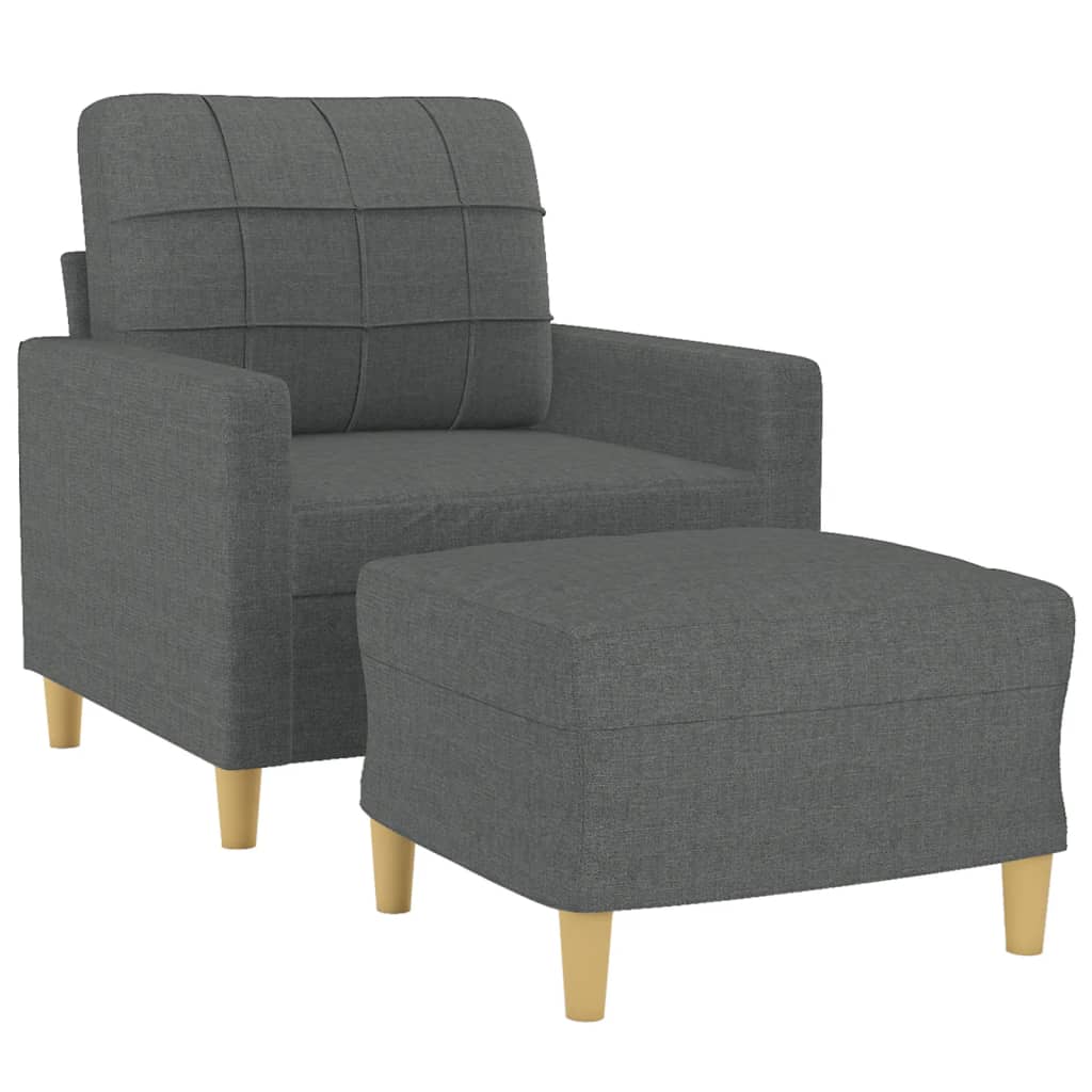 Fauteuil avec repose-pied Gris foncé 60 cm Tissu - XIOS