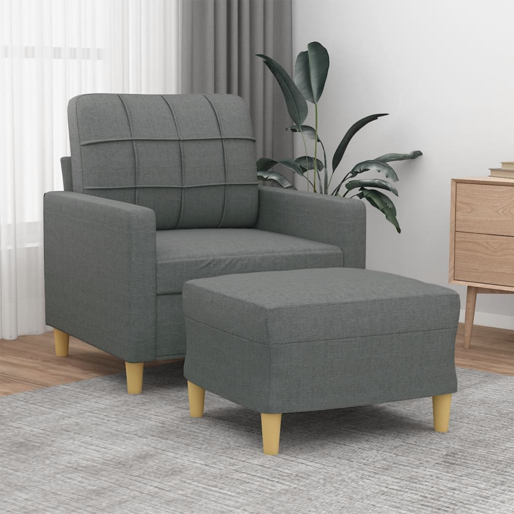 Fauteuil avec repose-pied Gris foncé 60 cm Tissu - XIOS
