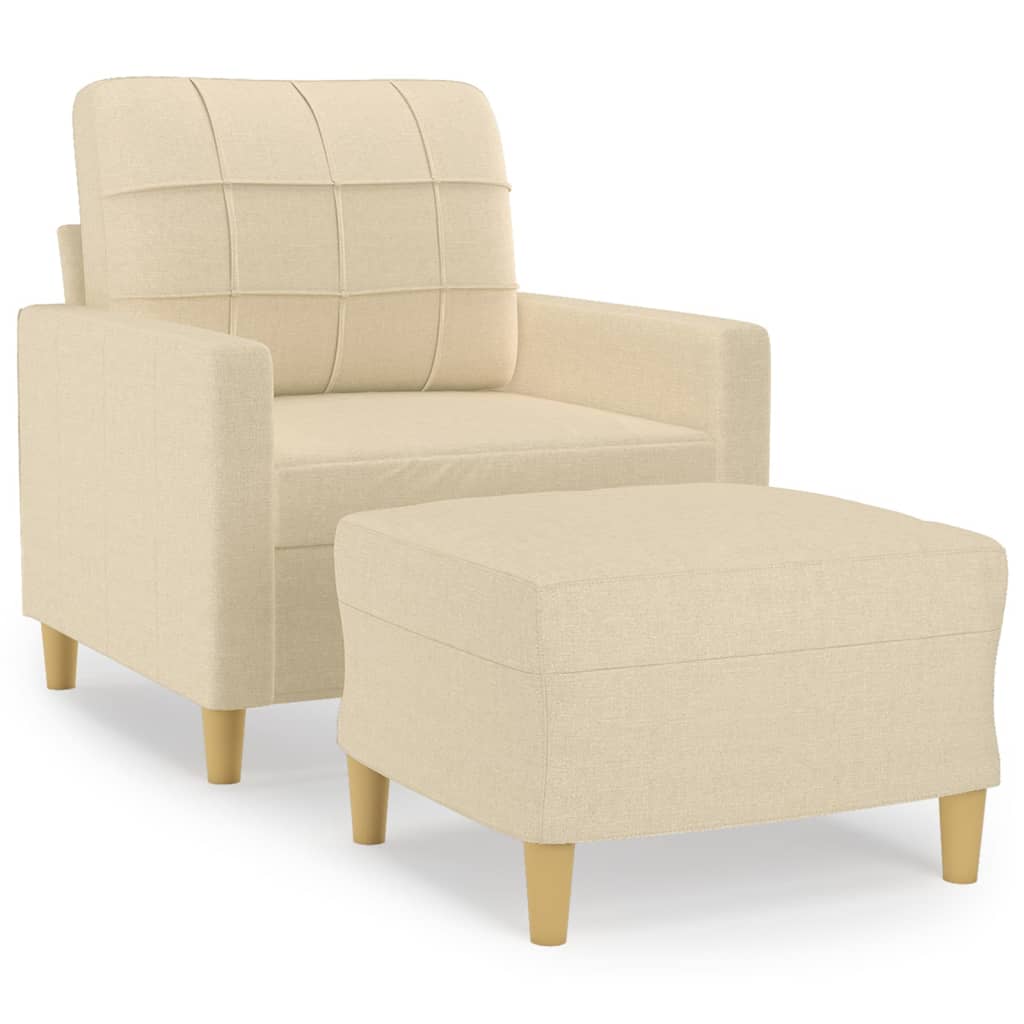 Fauteuil avec repose-pied Crème 60 cm Tissu - XIOS