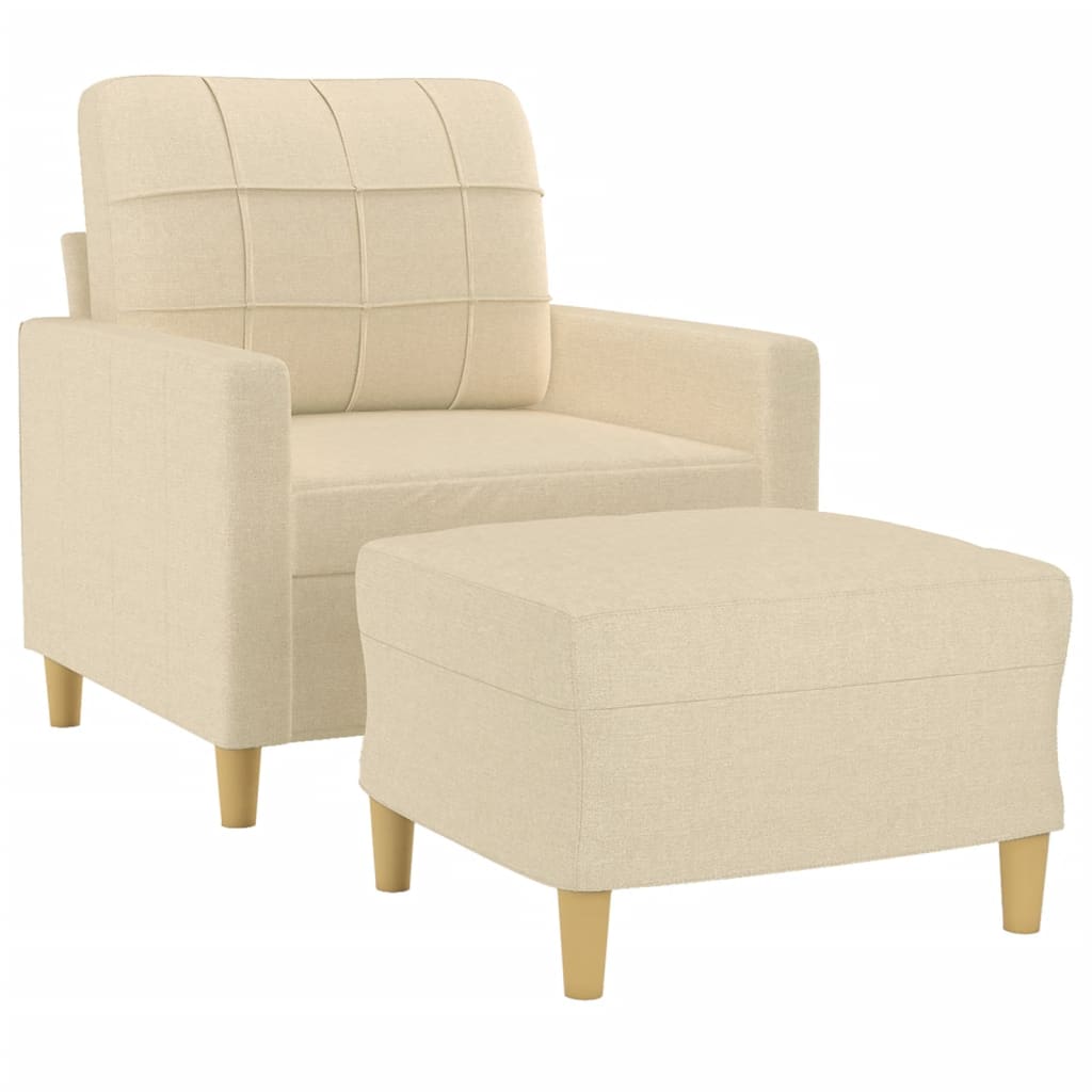 Fauteuil avec repose-pied Crème 60 cm Tissu - XIOS