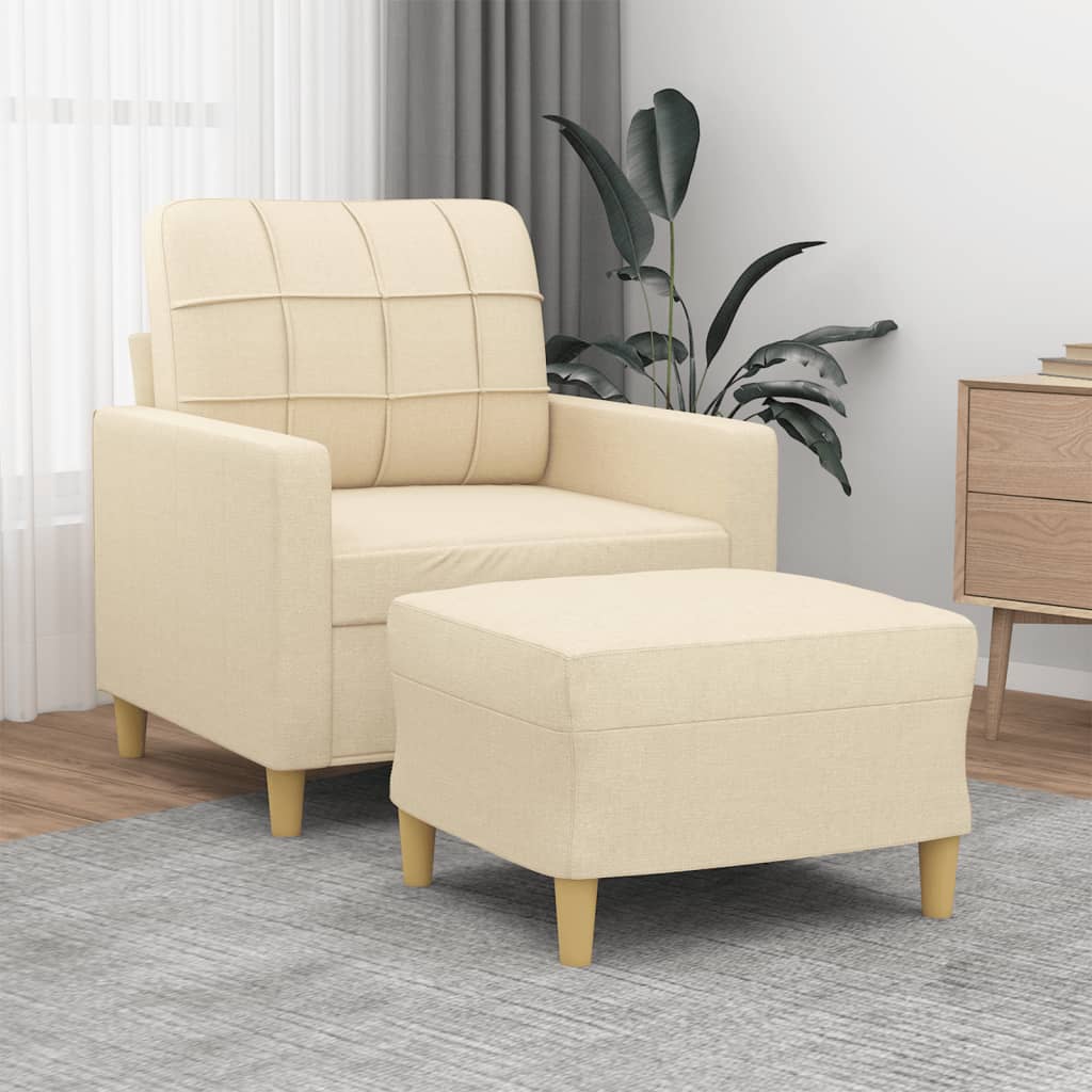 Fauteuil avec repose-pied Crème 60 cm Tissu - XIOS
