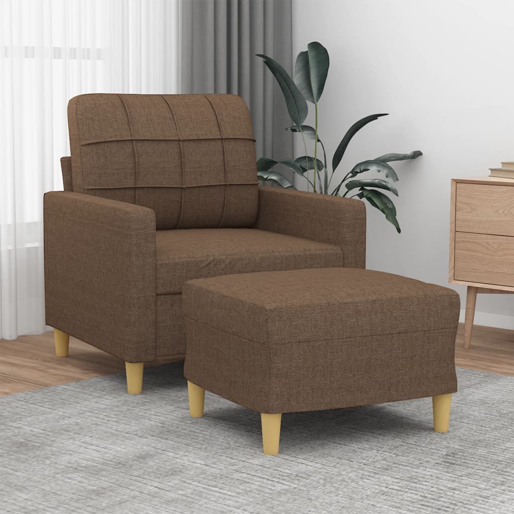 Fauteuil avec repose-pied Marron 60 cm Tissu - XIOS