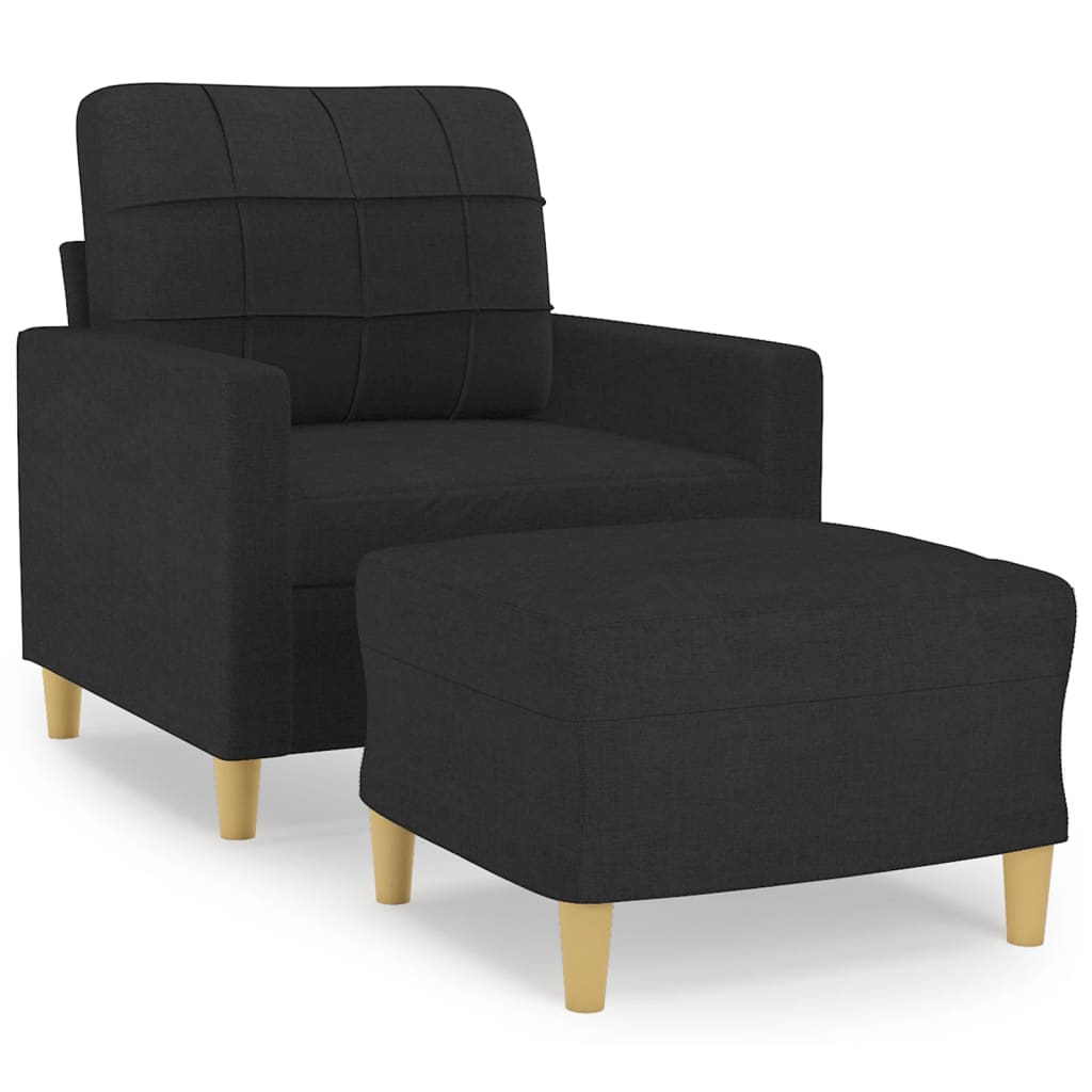 Fauteuil avec repose-pied Noir 60 cm Tissu - XIOS