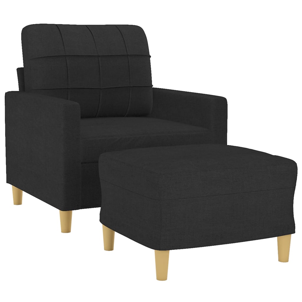Fauteuil avec repose-pied Noir 60 cm Tissu - XIOS