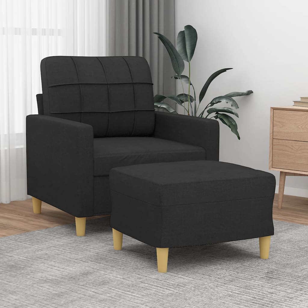Fauteuil avec repose-pied Noir 60 cm Tissu - XIOS